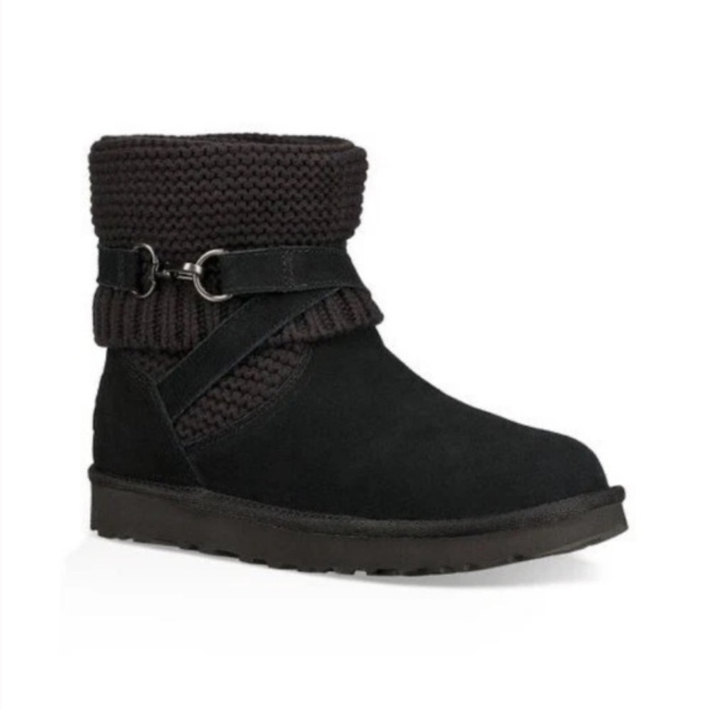 UGG Purl Strap Boot Black Size 7 New